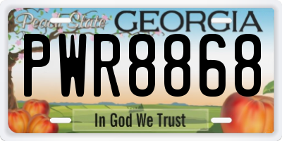 GA license plate PWR8868