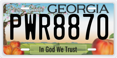 GA license plate PWR8870