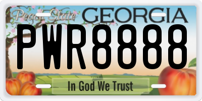 GA license plate PWR8888