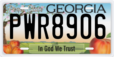 GA license plate PWR8906