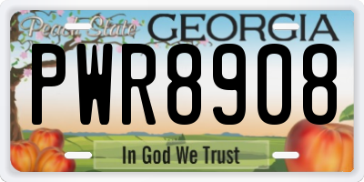 GA license plate PWR8908