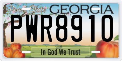 GA license plate PWR8910