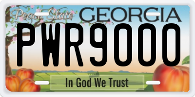 GA license plate PWR9000