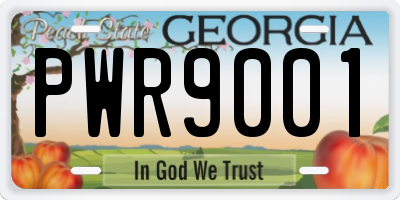 GA license plate PWR9001