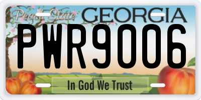 GA license plate PWR9006