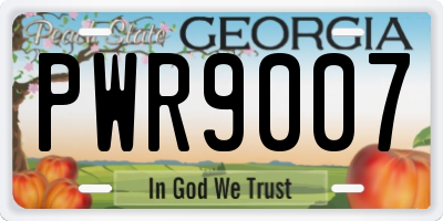 GA license plate PWR9007