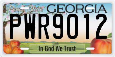 GA license plate PWR9012