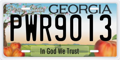 GA license plate PWR9013