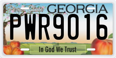 GA license plate PWR9016