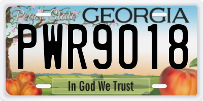 GA license plate PWR9018