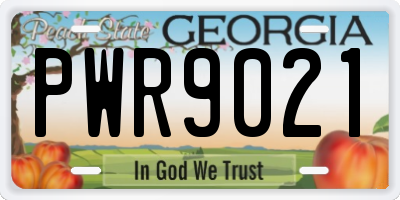 GA license plate PWR9021