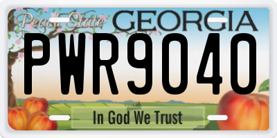 GA license plate PWR9040