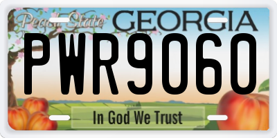 GA license plate PWR9060