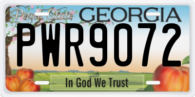 GA license plate PWR9072