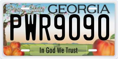 GA license plate PWR9090