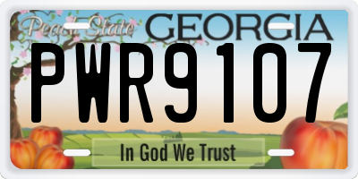 GA license plate PWR9107