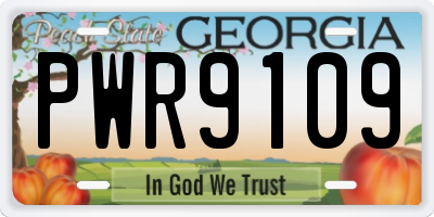 GA license plate PWR9109