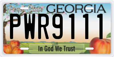 GA license plate PWR9111
