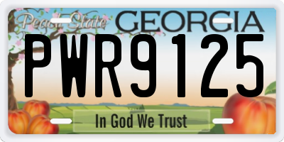 GA license plate PWR9125