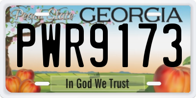 GA license plate PWR9173