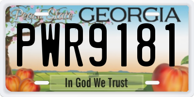 GA license plate PWR9181