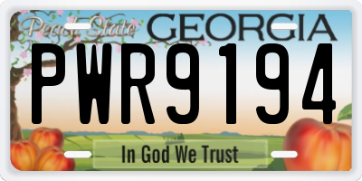 GA license plate PWR9194