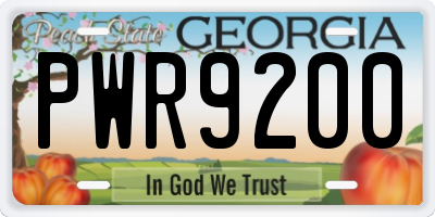 GA license plate PWR9200