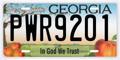 GA license plate PWR9201