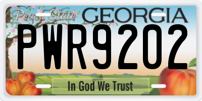 GA license plate PWR9202