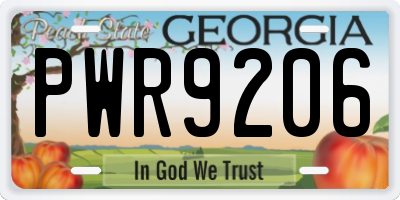 GA license plate PWR9206