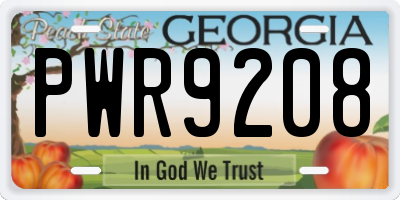 GA license plate PWR9208