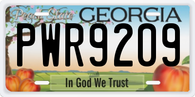 GA license plate PWR9209