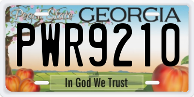 GA license plate PWR9210