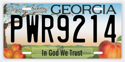 GA license plate PWR9214