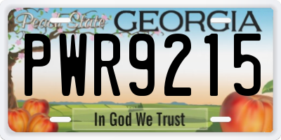 GA license plate PWR9215