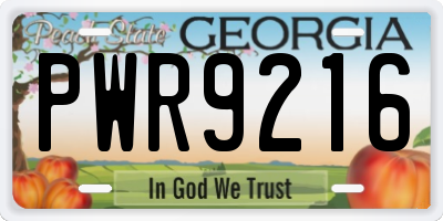 GA license plate PWR9216
