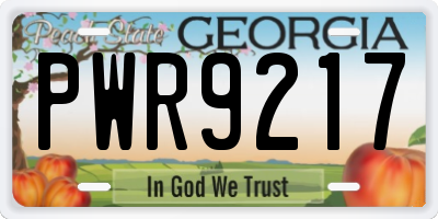 GA license plate PWR9217
