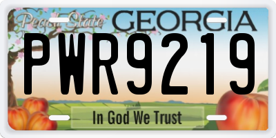 GA license plate PWR9219