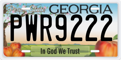 GA license plate PWR9222