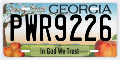 GA license plate PWR9226