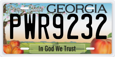 GA license plate PWR9232