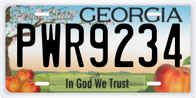 GA license plate PWR9234