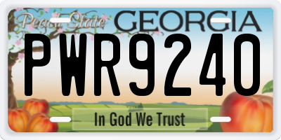 GA license plate PWR9240