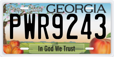 GA license plate PWR9243