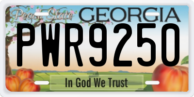 GA license plate PWR9250