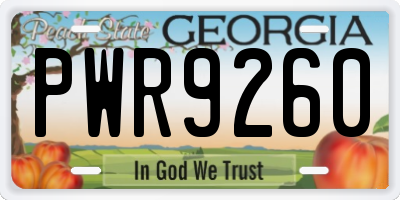 GA license plate PWR9260