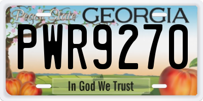 GA license plate PWR9270