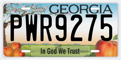 GA license plate PWR9275
