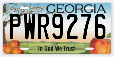 GA license plate PWR9276