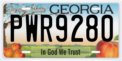 GA license plate PWR9280